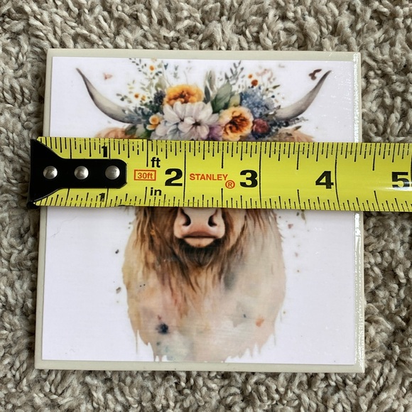 Floral highland cow coasters - Picture 3 of 3